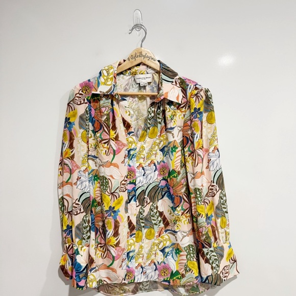 Charlotte Brody New York Floral Print Button Down Silk Blouse Top - Picture 2 of 8